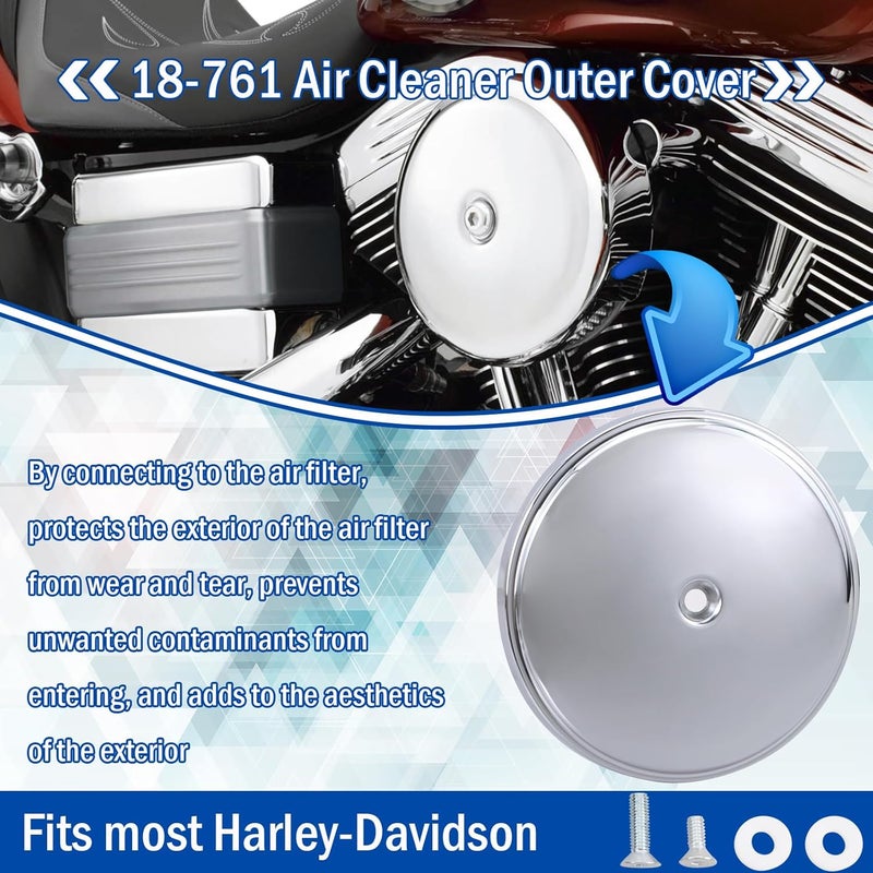 GEATaaT 18-760 Air Cleaner Outer Cover for Billet Sucker and Big Sucker Stage, Chrome Cover Compatible with Most Harley Davidson Models - Image 2